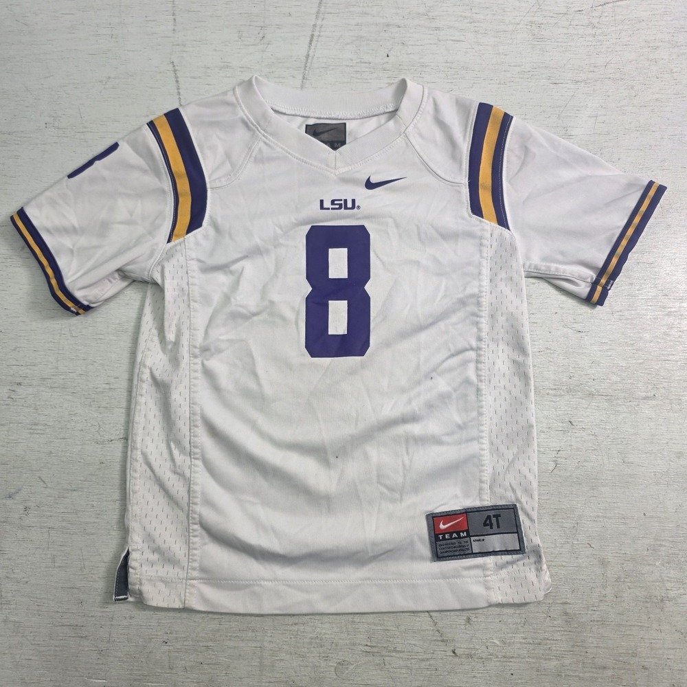 LSU Tigers #8 College Football Jersey Nike Toddler 4T White Purple Gold NCAA